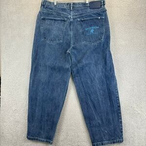 VTG Y2K Clench Jeans 40x32 Baggy Wide Leg Skateboard Hip Hop Raver Grunge Street